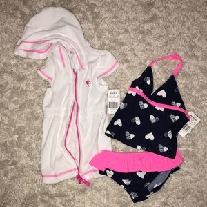 Toddler bikini with terry cloth zip up robe